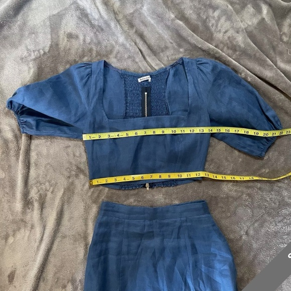 Reformation Yucca linen two piece in blue size 0 - Picture 7 of 12